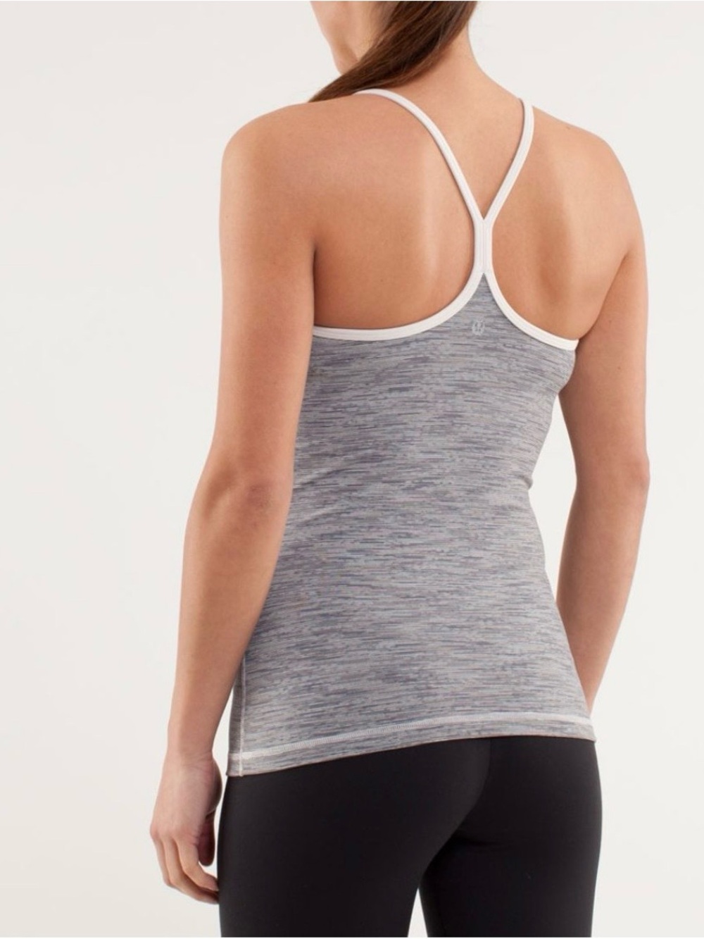 lululemon athletica Heathered Gray Racerback Tank with White Trim - Women size10